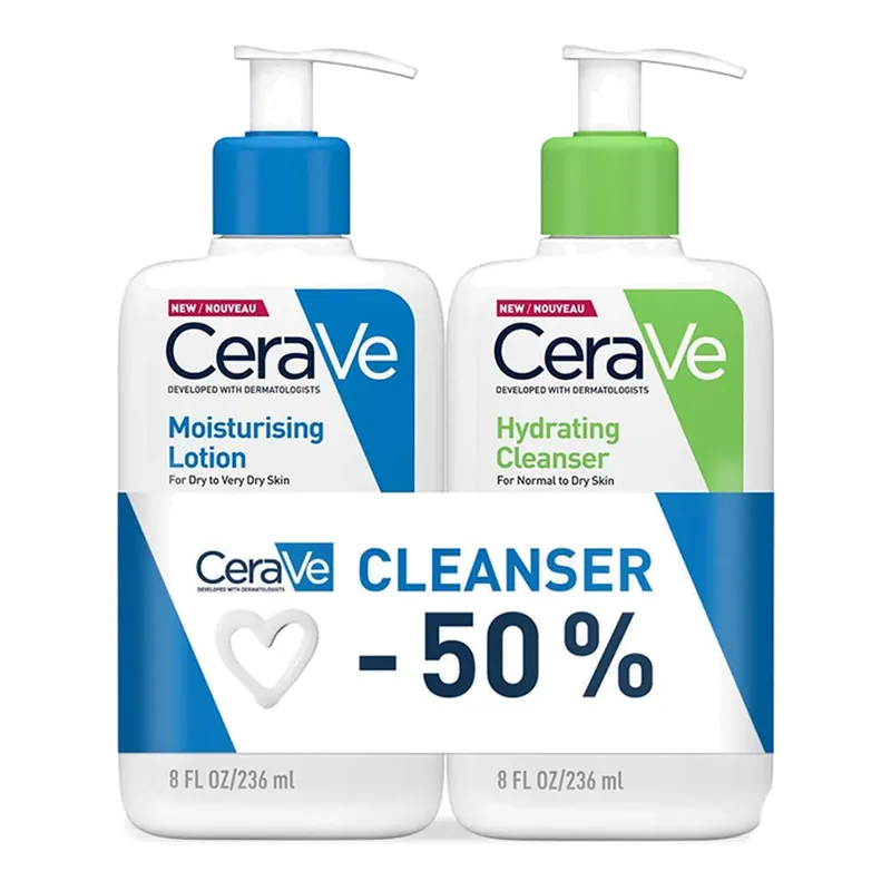 CeraVe set Moisturising Lotion 236 ml + Hydrating Cleanser 236 ml (pastruesi −50 %)