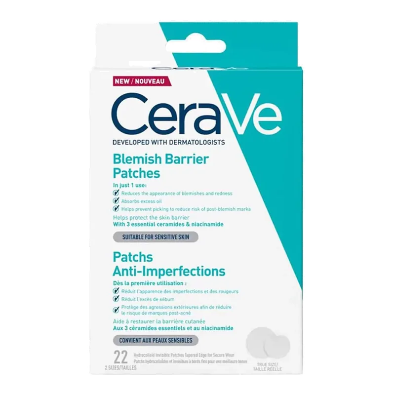 CeraVe Blemish Barrier Patches për papastërtitë, 22 copë
