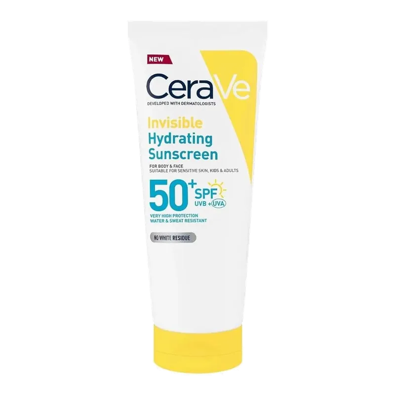 CeraVe Invisible Hydrating Sunscreen krem dielli SPF 50+ për fytyrën dhe trupin 75 ml