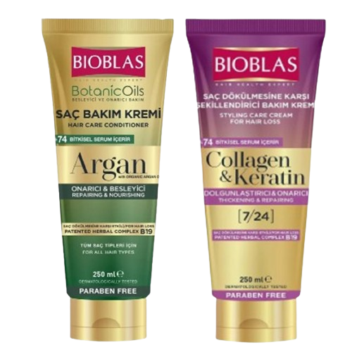 Bioblas cream 7/24 collagen & keratin - Hair care conditioner argan